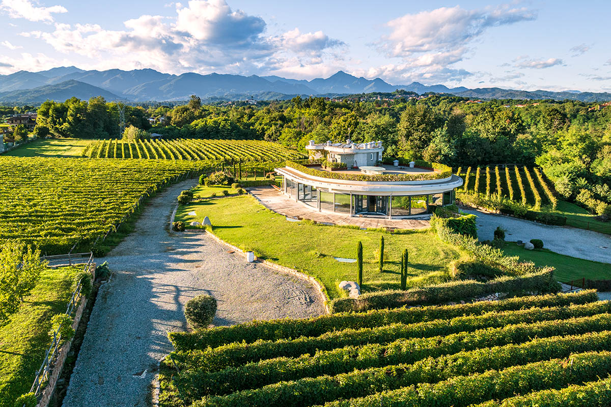 vista aerea dei vigneti e Azienda vitivinicola Pietro Cassina in Lessona Marco Arduino fotografo